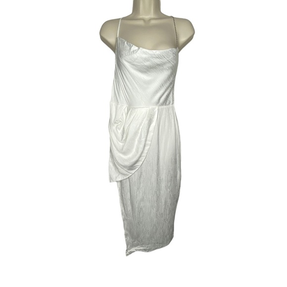 NEW Michael Costello x REVOLVE Tessa Satin Chain Midi Dress Ivory Women's Size S - Picture 4 of 10